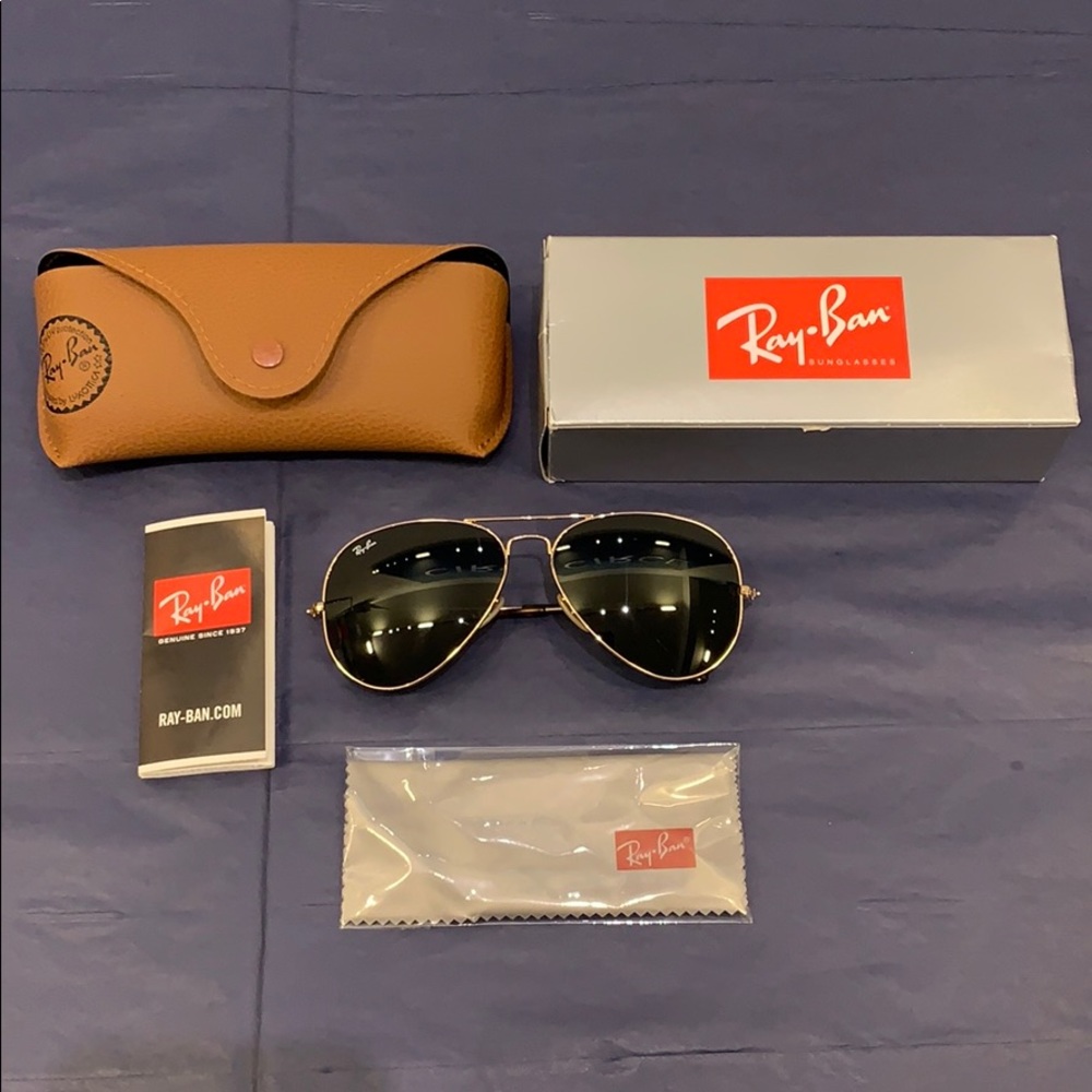 RayBan aviators classic green and gold